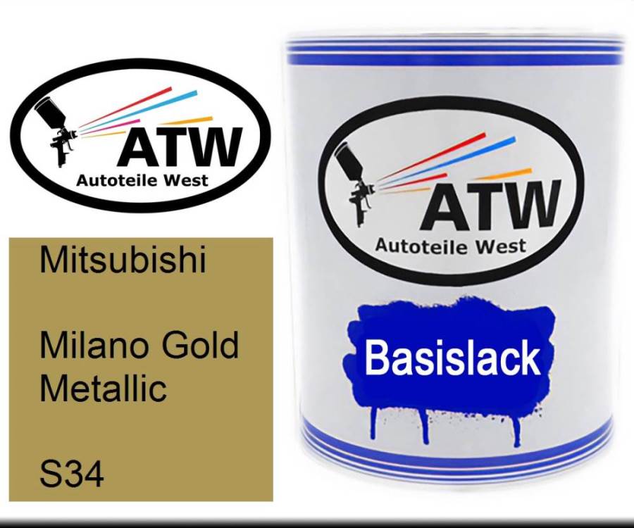 Mitsubishi, Milano Gold Metallic, S34: 1L Lackdose, von ATW Autoteile West.